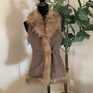 Faux fur trimmed vest. Size small/ petite.